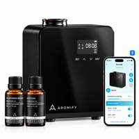 Aromify Nova Luxe II scent diffuser with built-in display and SET, up, down and ENT buttons, two Aromify fragrance oils and the Aromify Bluetooth app