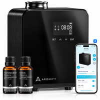 Aromify Grand Luxe II HVAC scent diffuser with built-in display and SET, up, down and ENT buttons, two Aromify fragrance oils and the Aromify Bluetooth app