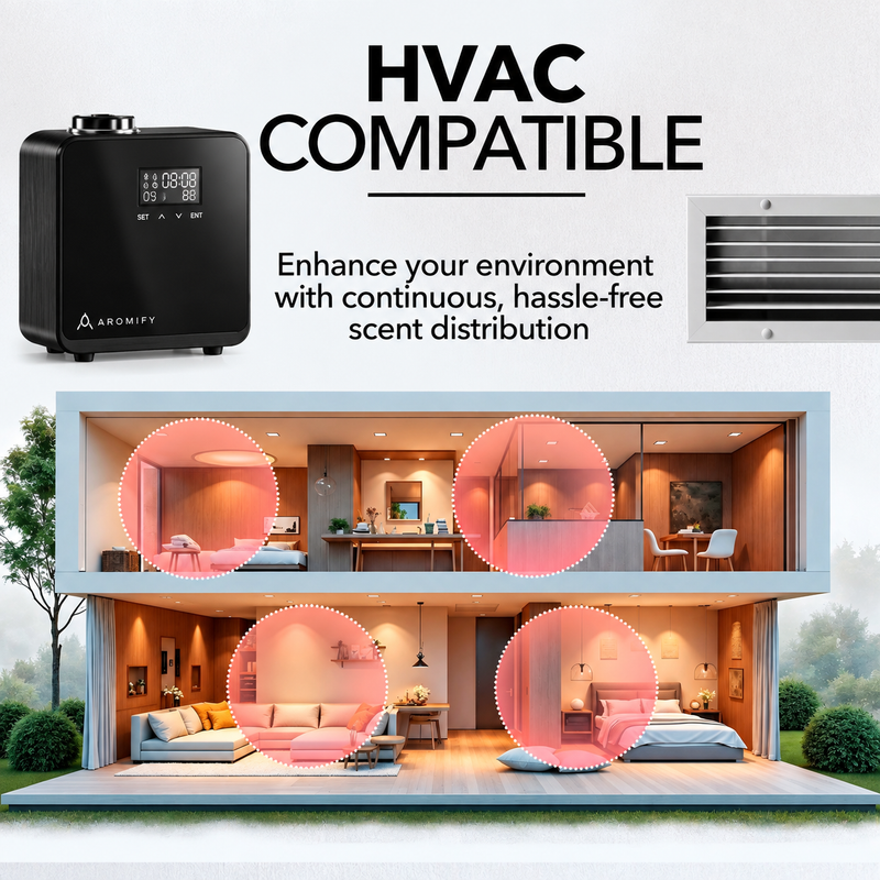 Nova Luxe II HVAC compatible: continuous scent distribution through a home
